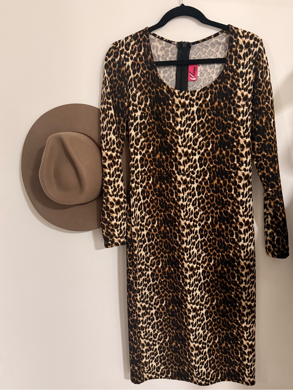 Vixen Leopard Print Long Sleeve Wiggle Dress - Brown/Tan/Black